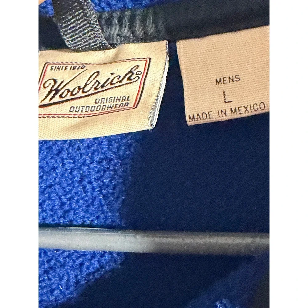 Woolrich Polartec Fleece Pullover Mens L Blue Snap-T Contrast Trim